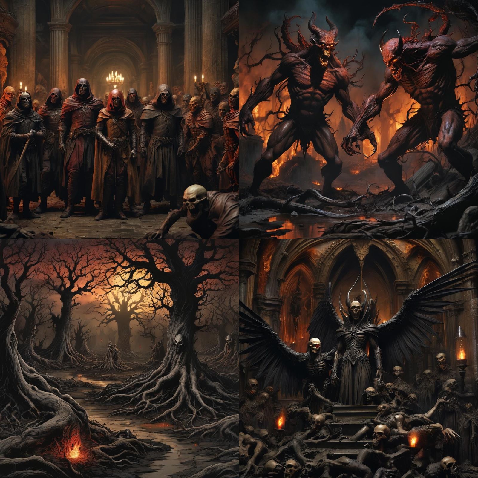 "Tormentors, Violators (purity:1.3) of evil; (Hell:1.5) follows." Marvel Comics deep color, renaissance painting. Underg...