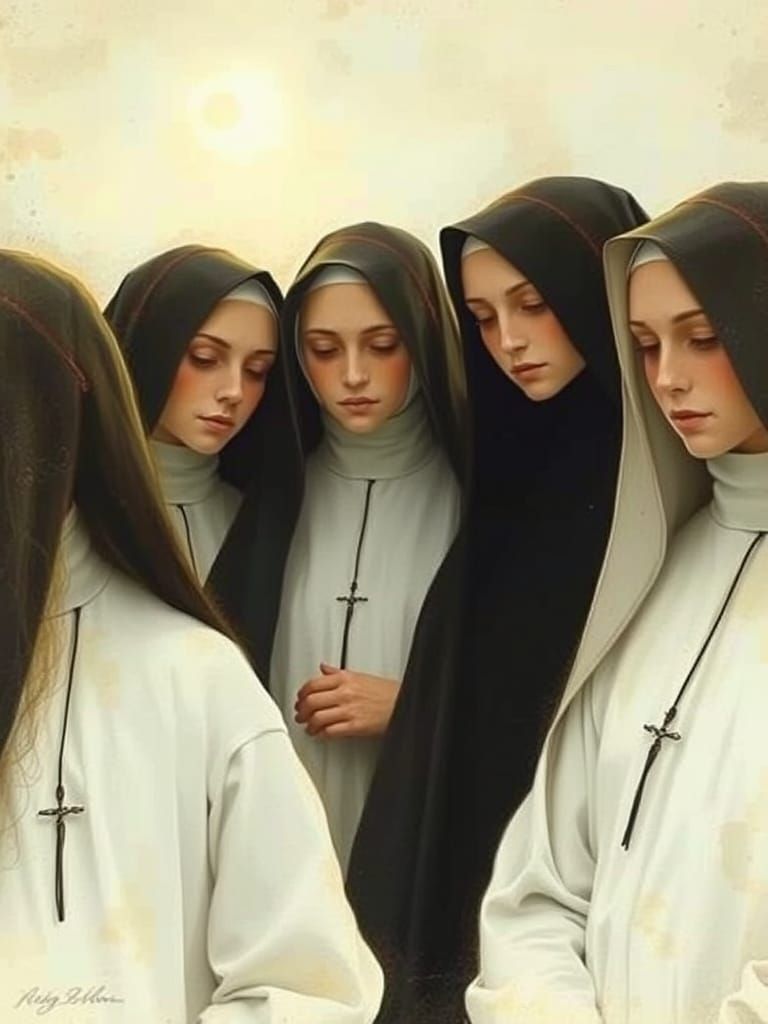 Mystical Nuns in Ethereal Glow
