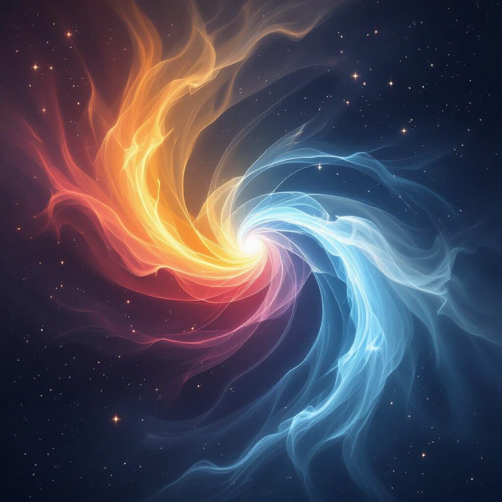 Swirling Cosmic Energy Lines with Lunar Glow