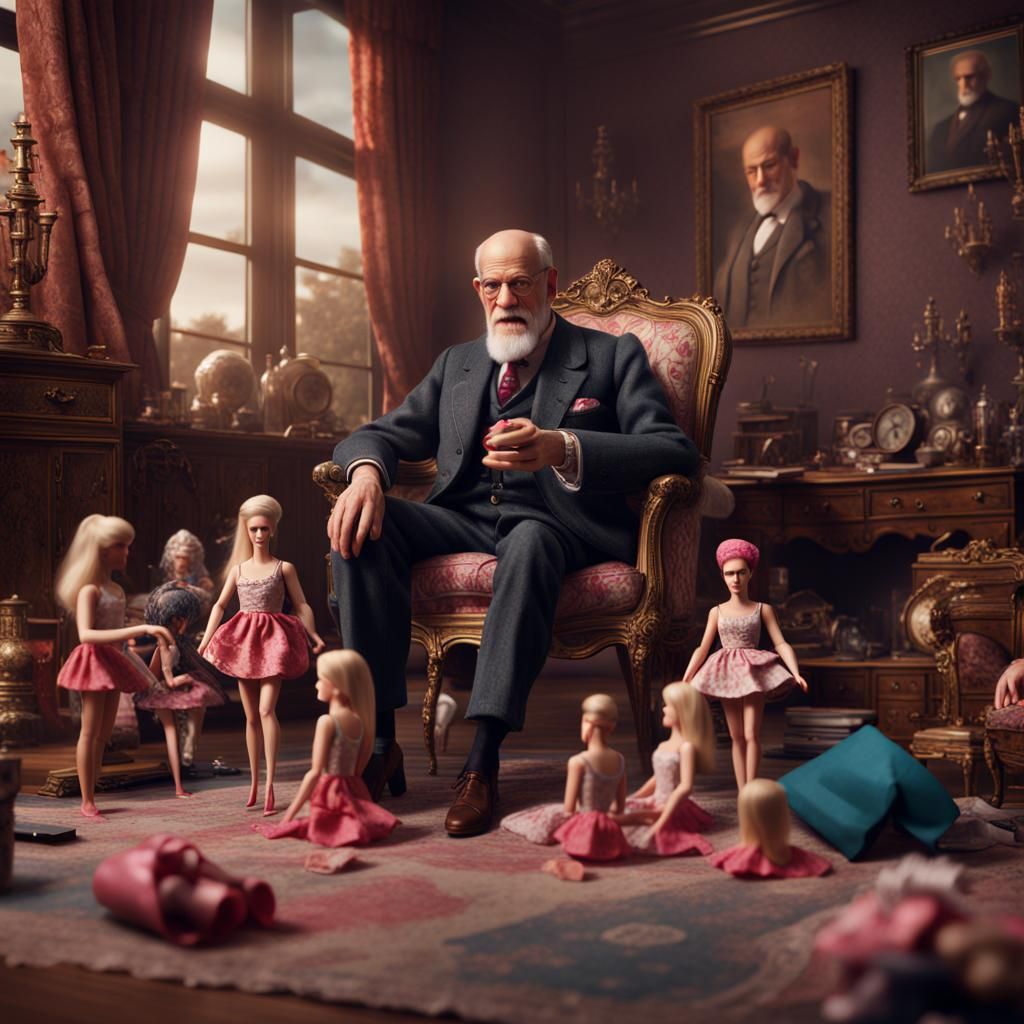 Sigmund Freud analysing his Barbie dolls