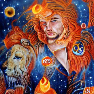Cosmic Leo: Astrological Lion in Oil Painting
