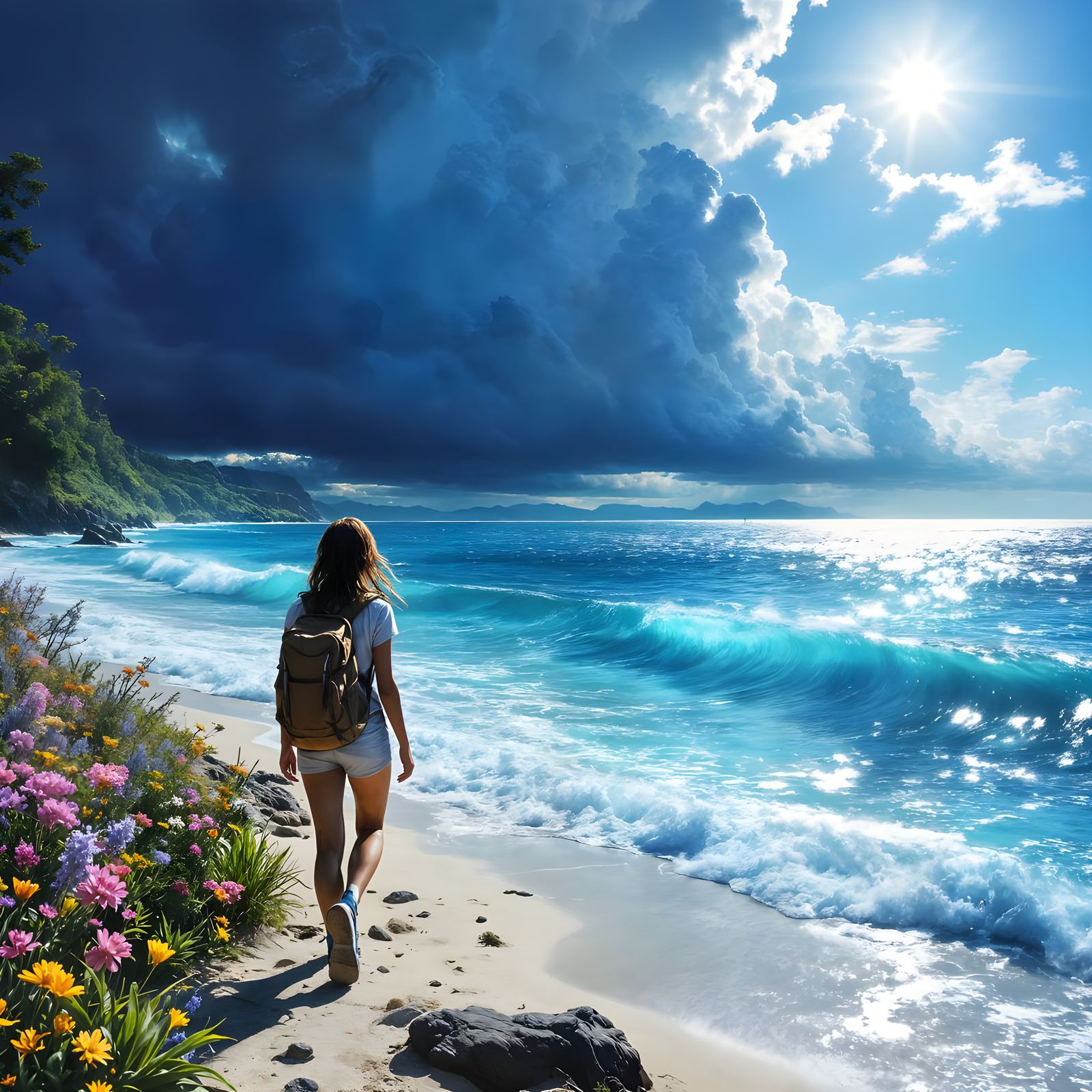 Surreal Coastal Landscape in Cinematic Style