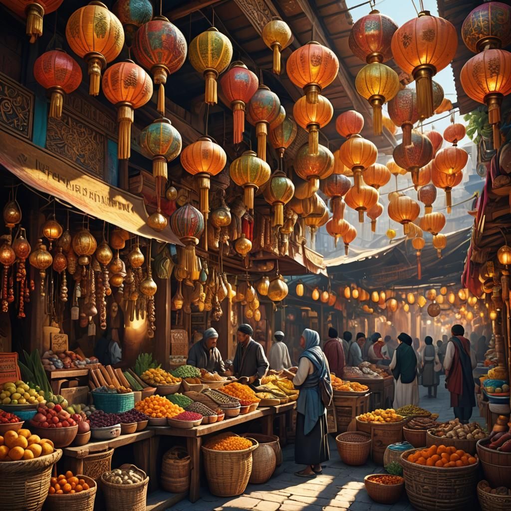 Market Vendors Arranging Exotic Goods