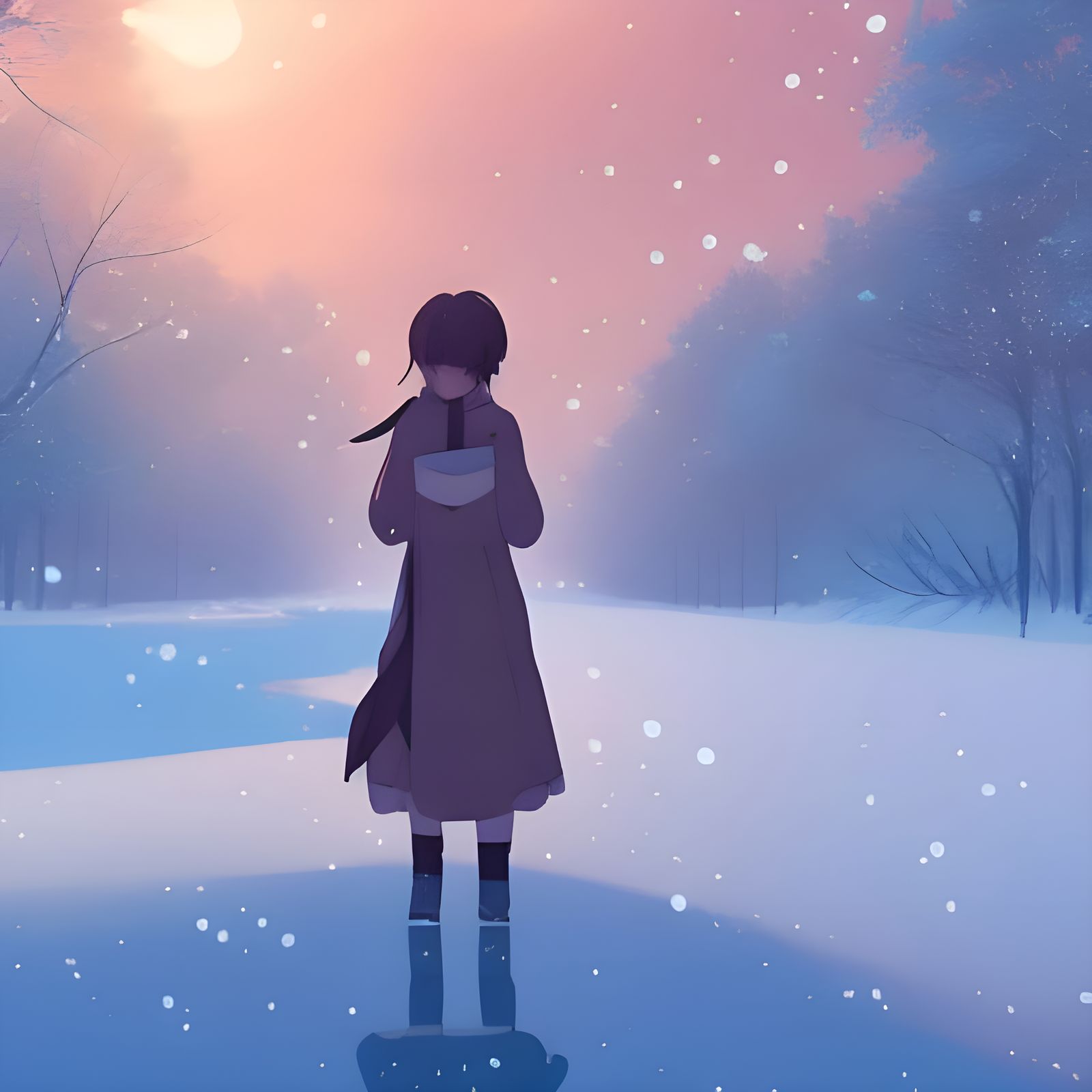 Anime Girl Lost in Snow, Ghibli Style