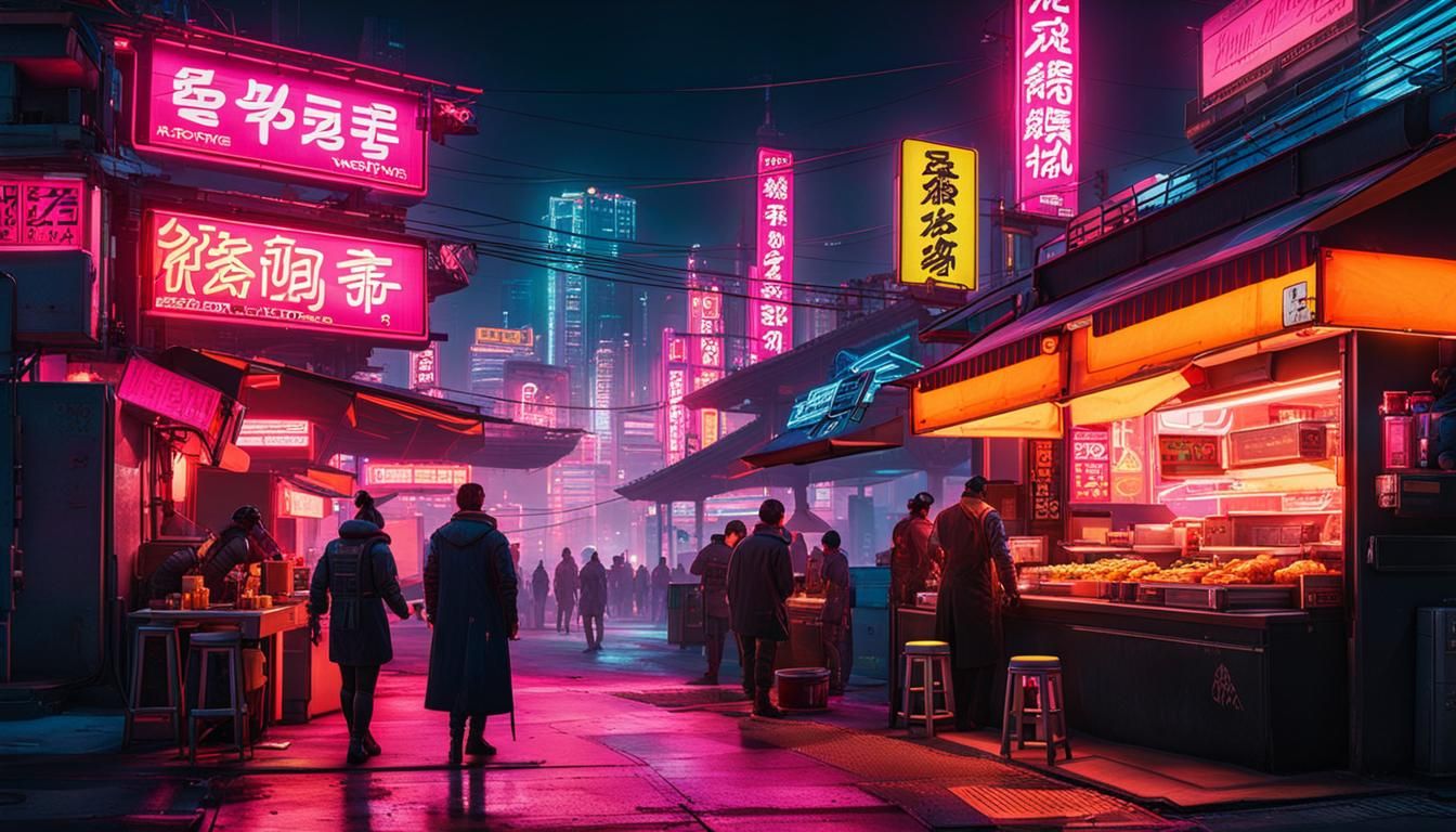 Ramen Vendor in Neon Cyberpunk City