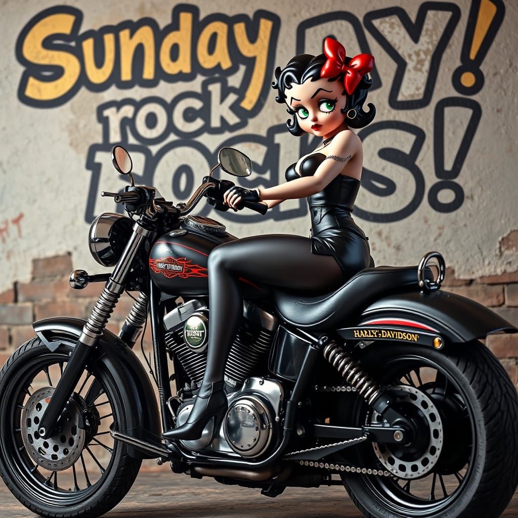 Betty Boop on Harley Davidson in Warhammer Hyperrealism
