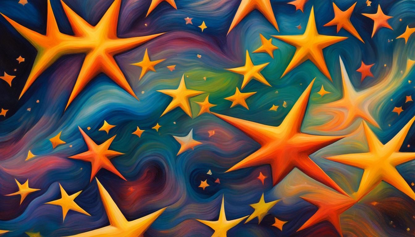 Star Group Formation: Neo-Impressionist Oil Painting
