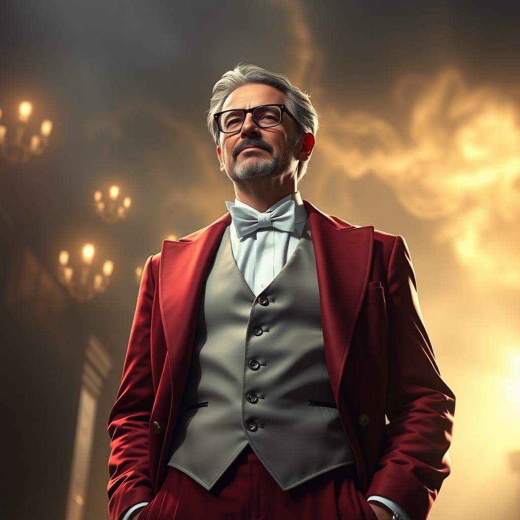 Triumphant Professor Portrait in a Digital Matte Painting St...