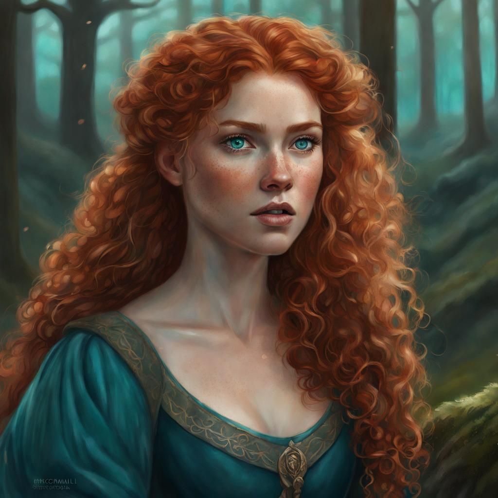 Hyperrealistic Portrait of Scottish Princess Merida