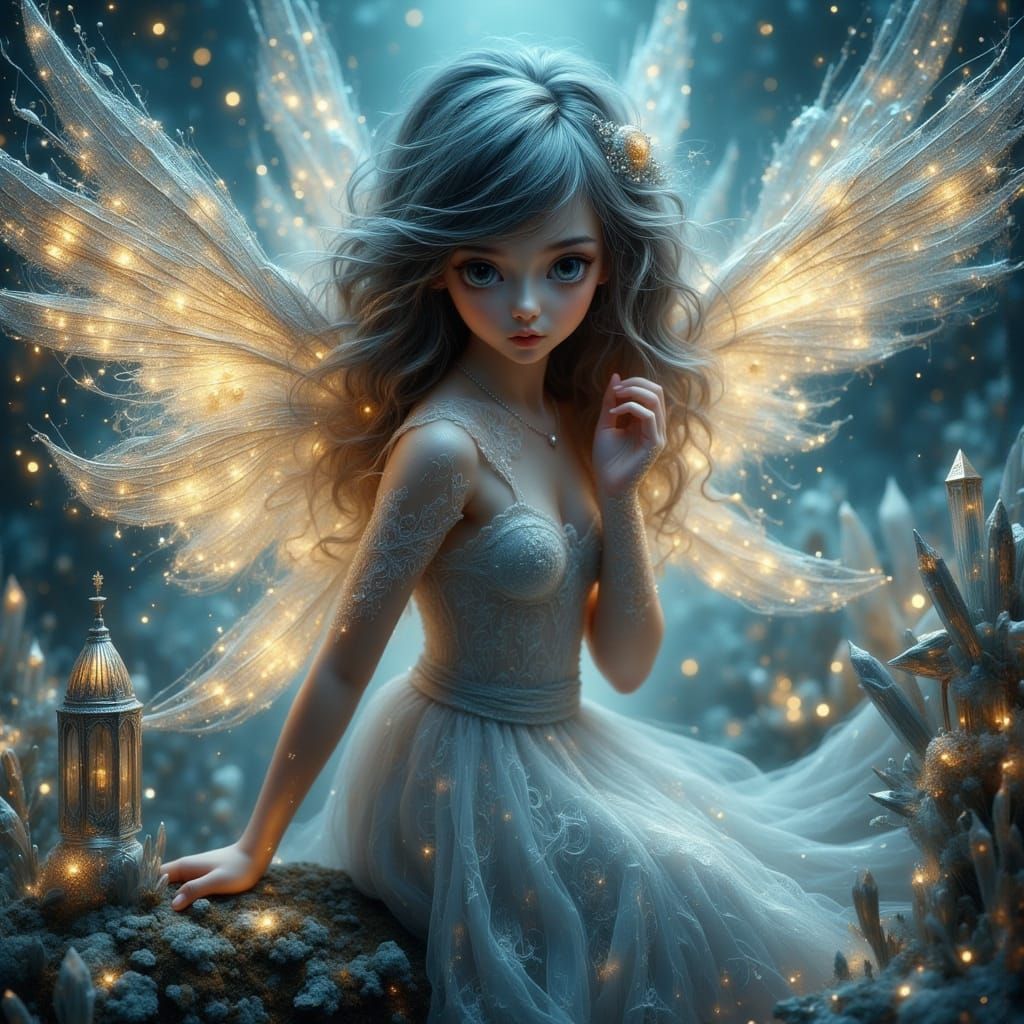 Crystalline Angel with Ethereal Wings