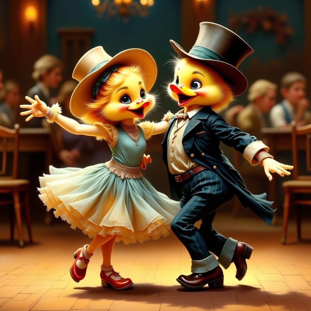 Ducklings' Swing Dance Competition in 1930s Style