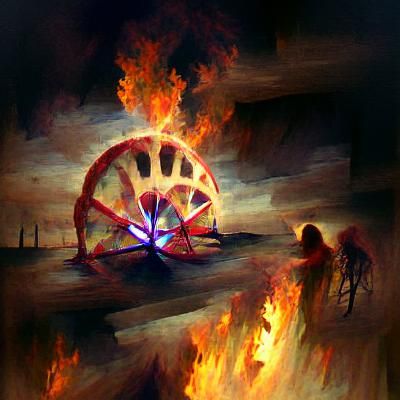 Fiery Burning Wheel: A Symbol of Destruction
