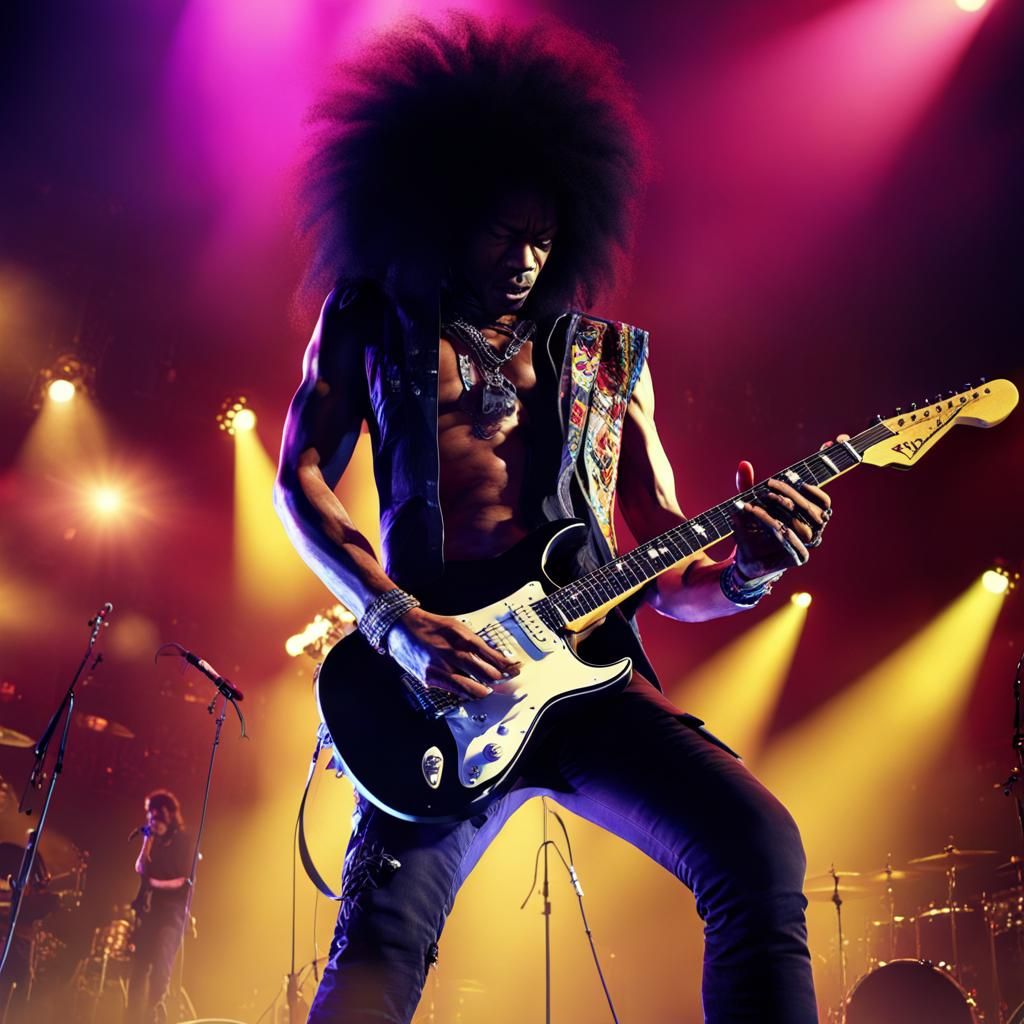 Slash Guitar Solo on Rock Concert Stage