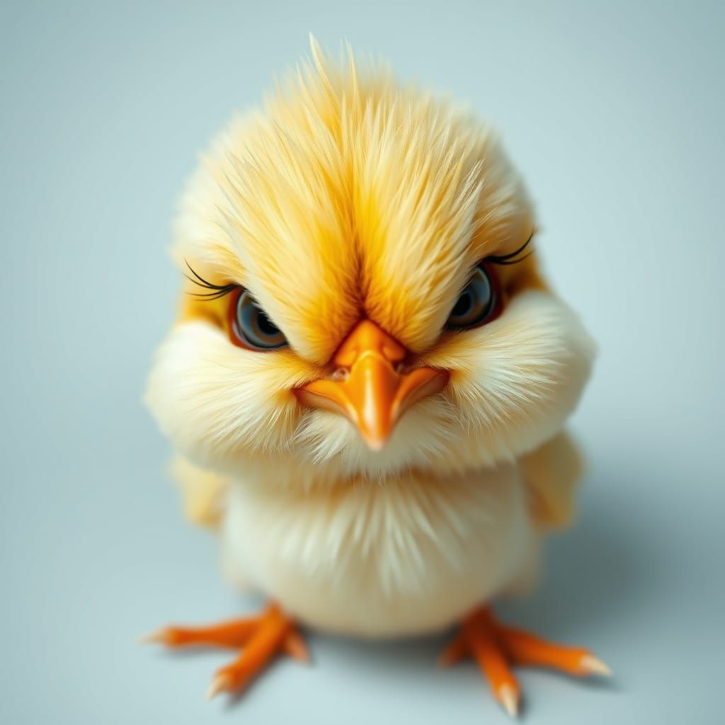 Angry Kawaii Chick with Fish Eye Lens Distortion