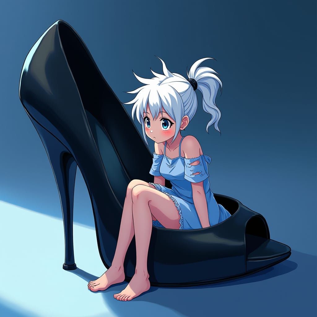 Tiny Girl in a Giant Shoe, Anime Illustration