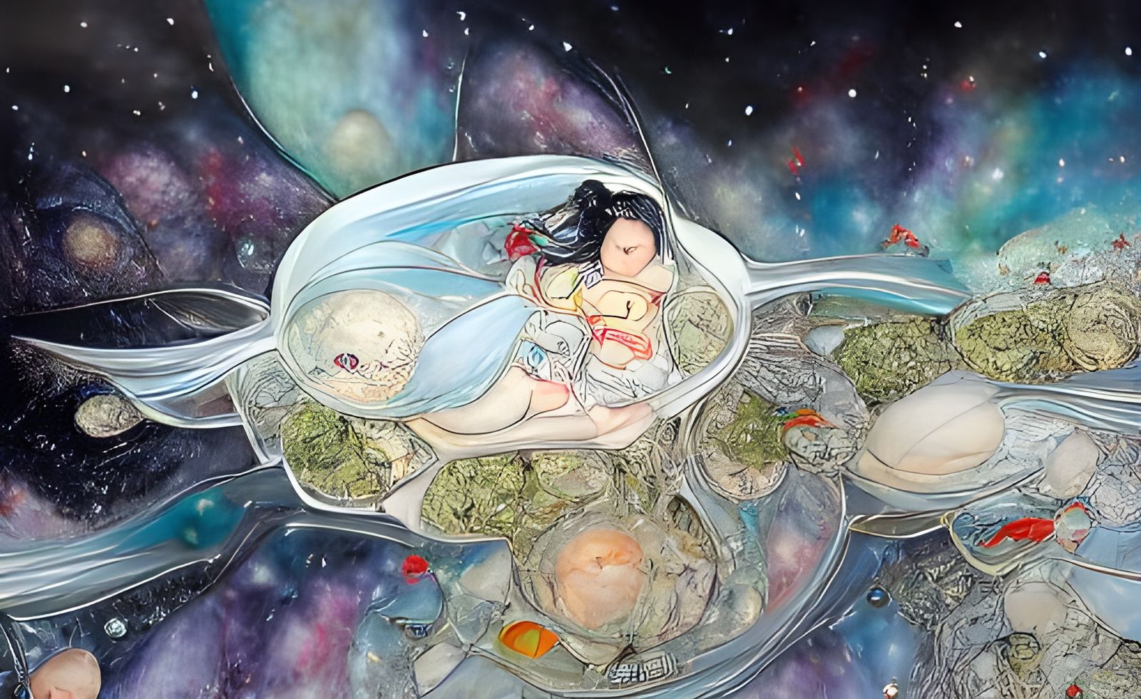 Spaceship in Cosmos, Dreamlike Beauty