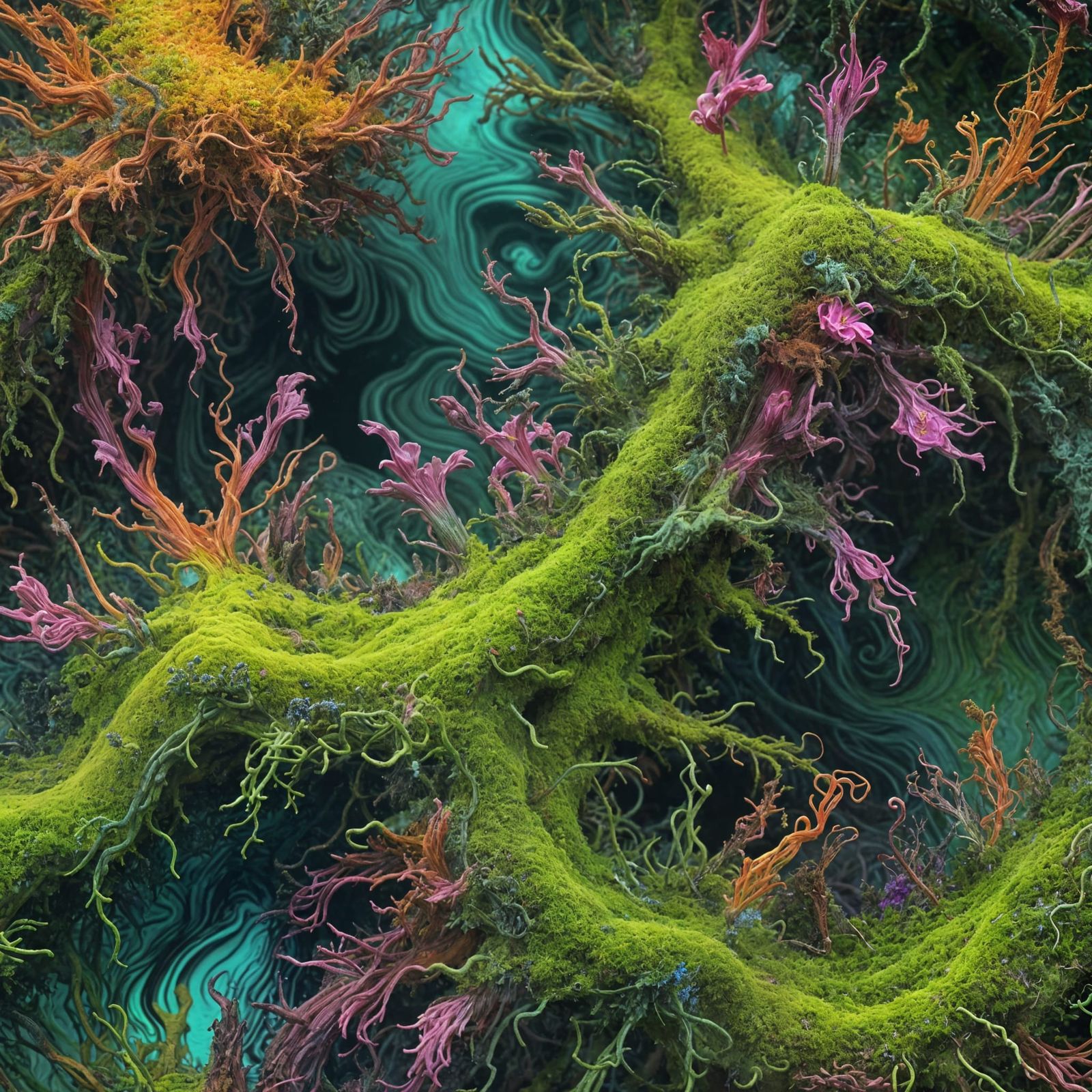 Psychedelic Chrome Mythic Abstract Texture Art