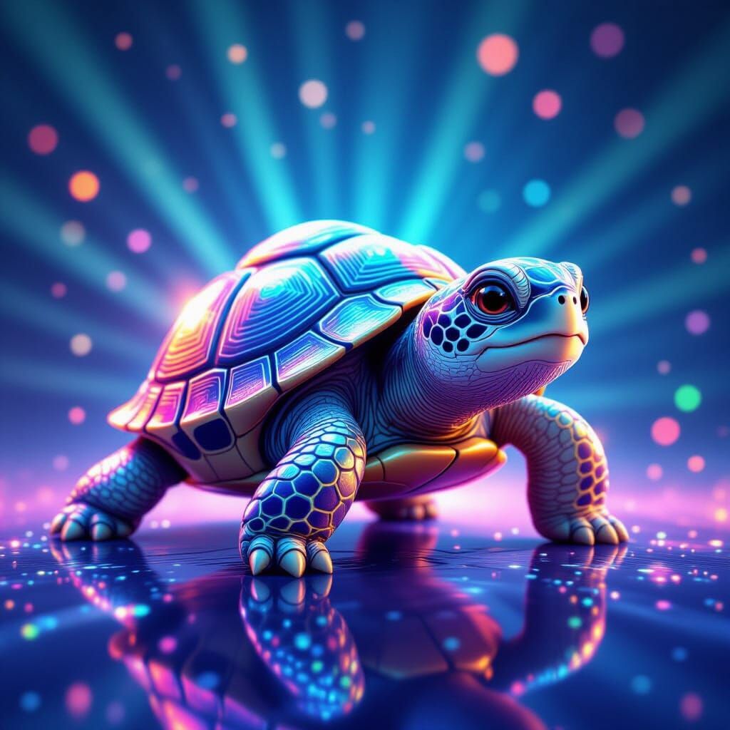 Luminous Turtle in 3D Digital Art Style
