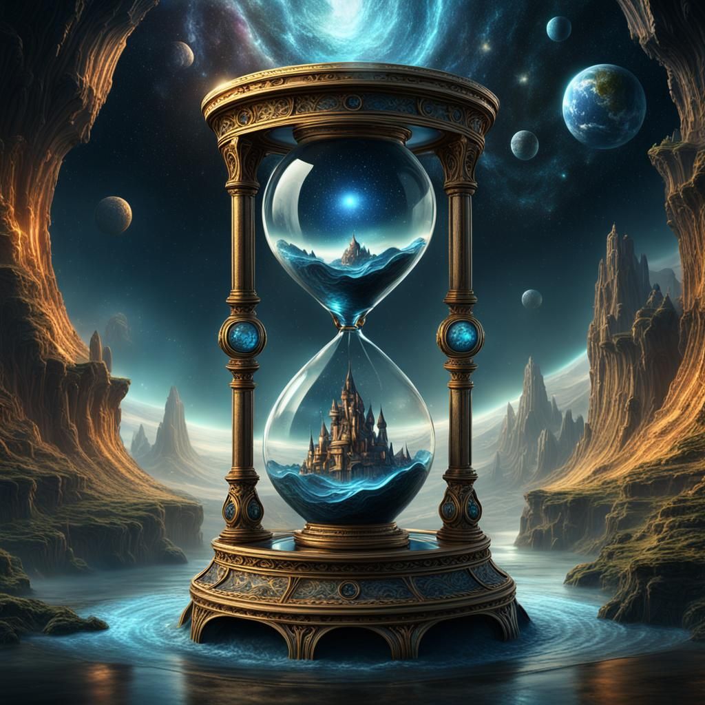 Hourglass with Flowing Space: Detailed Matte Painting