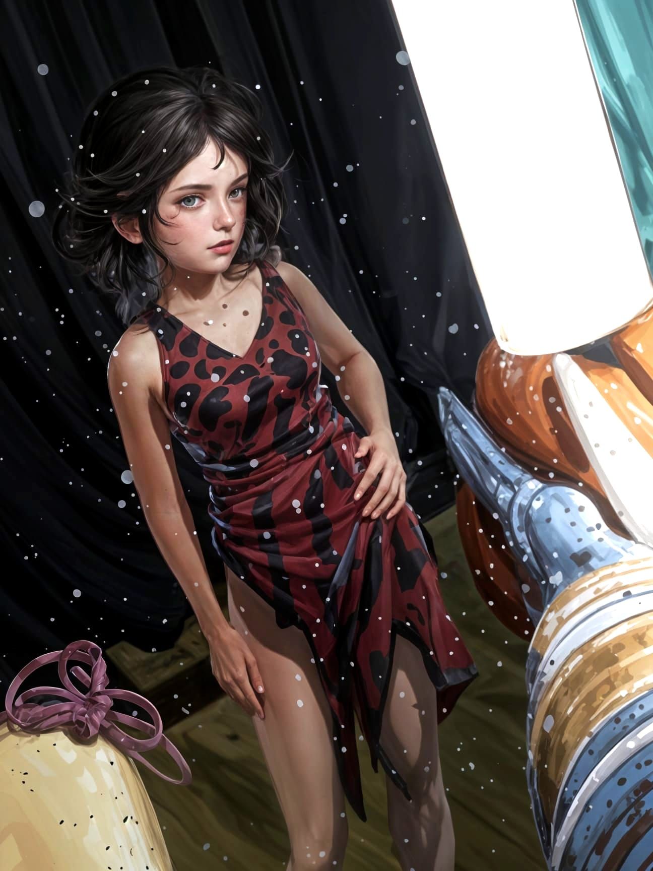 Anime Girl in Bedroom: 3D Art Inspired by WLOP