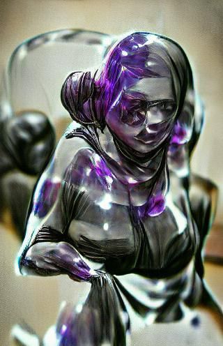 High Contrast Glass Statue of a Woman