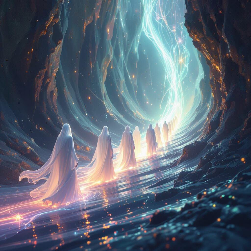 Ethereal Light Beings Travel Through Optic Cable to New Dime...