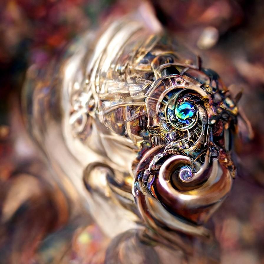 Iridescent Swirled Clockwork Automaton in 3D