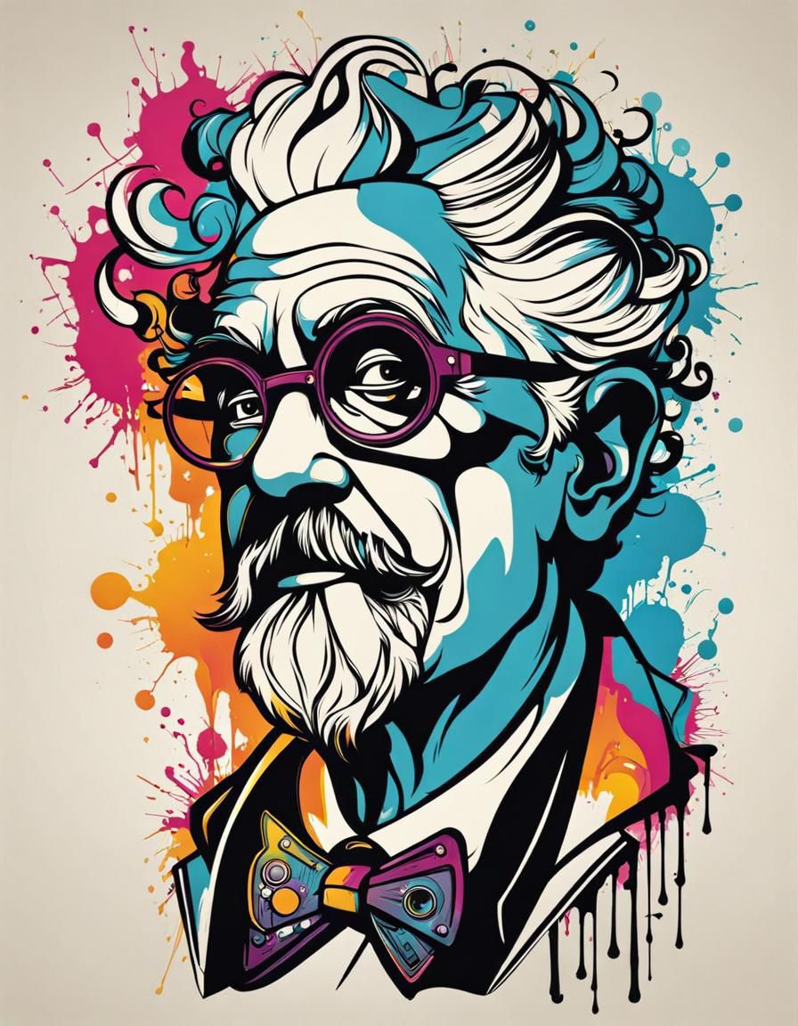 Mad Scientist Portrait in Inkpunk Graffiti Style
