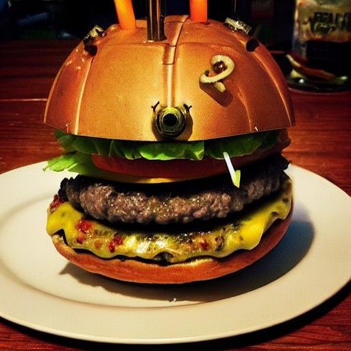 Satanic Cheeseburger with Steampunk Engine