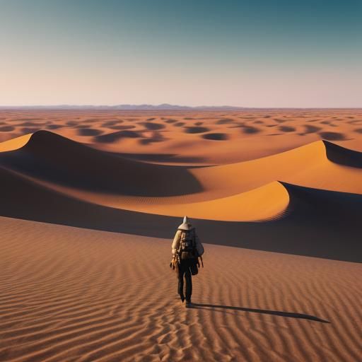 Desert Mirage: Surreal Digital Art in Golden Light