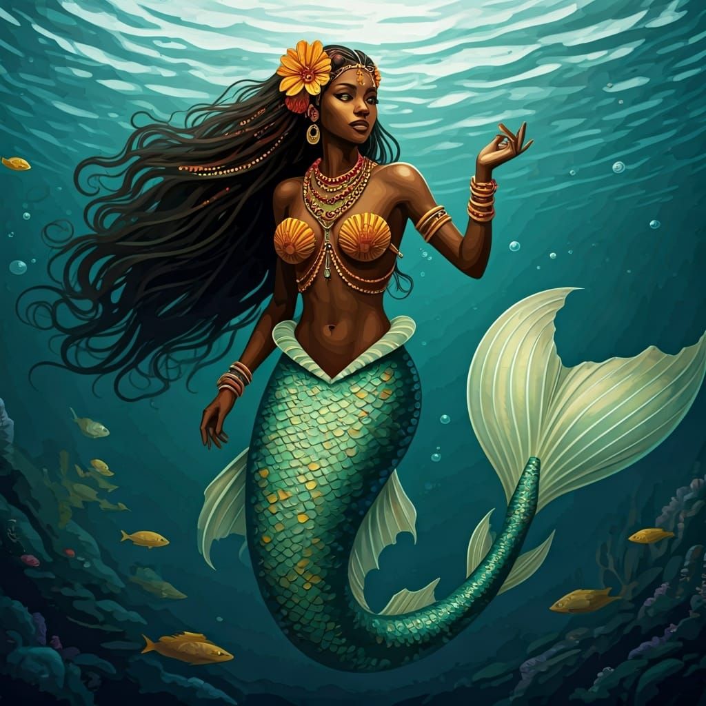 A jengu (pl. miengu) is a water spirit/Mermaid in the tradit...