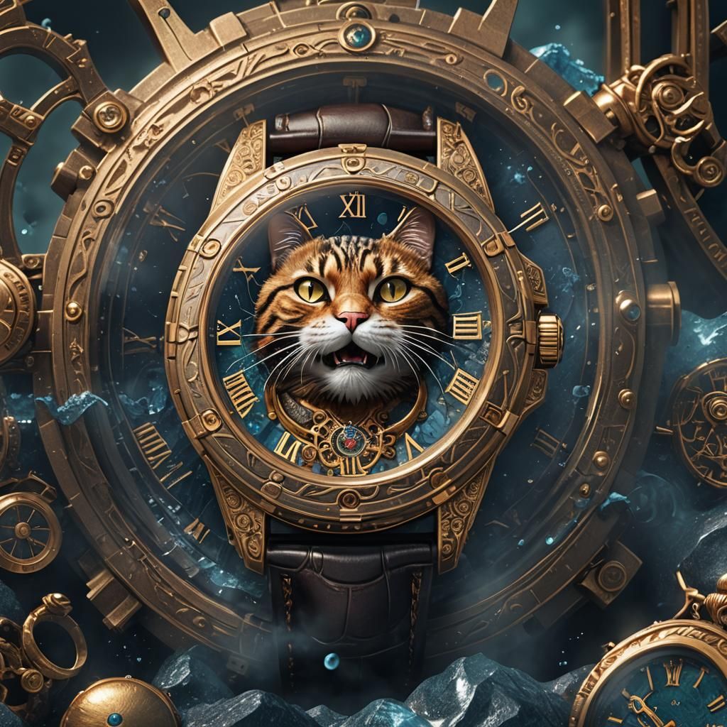 Watch with Böck Cat in Detailed Matte Painting