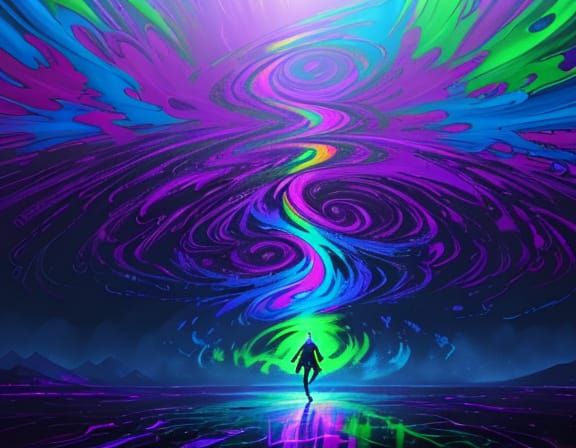 Psychedelic Road to Nowhere in Vibrant Oil Painting Style