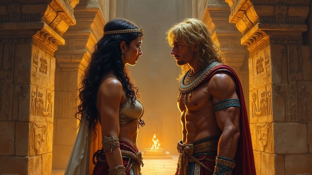 Egyptian Princess Meets Barbarian Swordsman in Ancient Tomb
