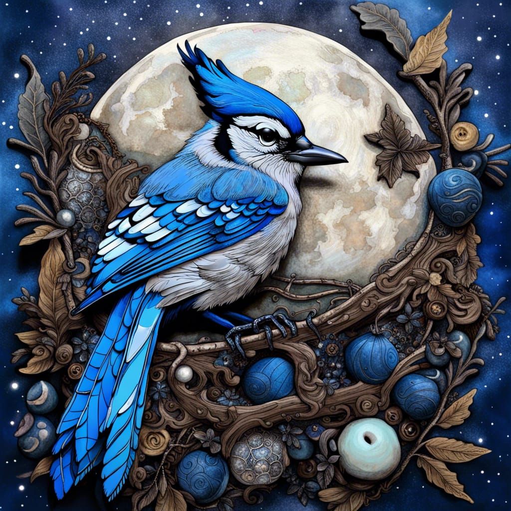 Bluejay Sleeps on the Moon: Fairycore Gothic Art