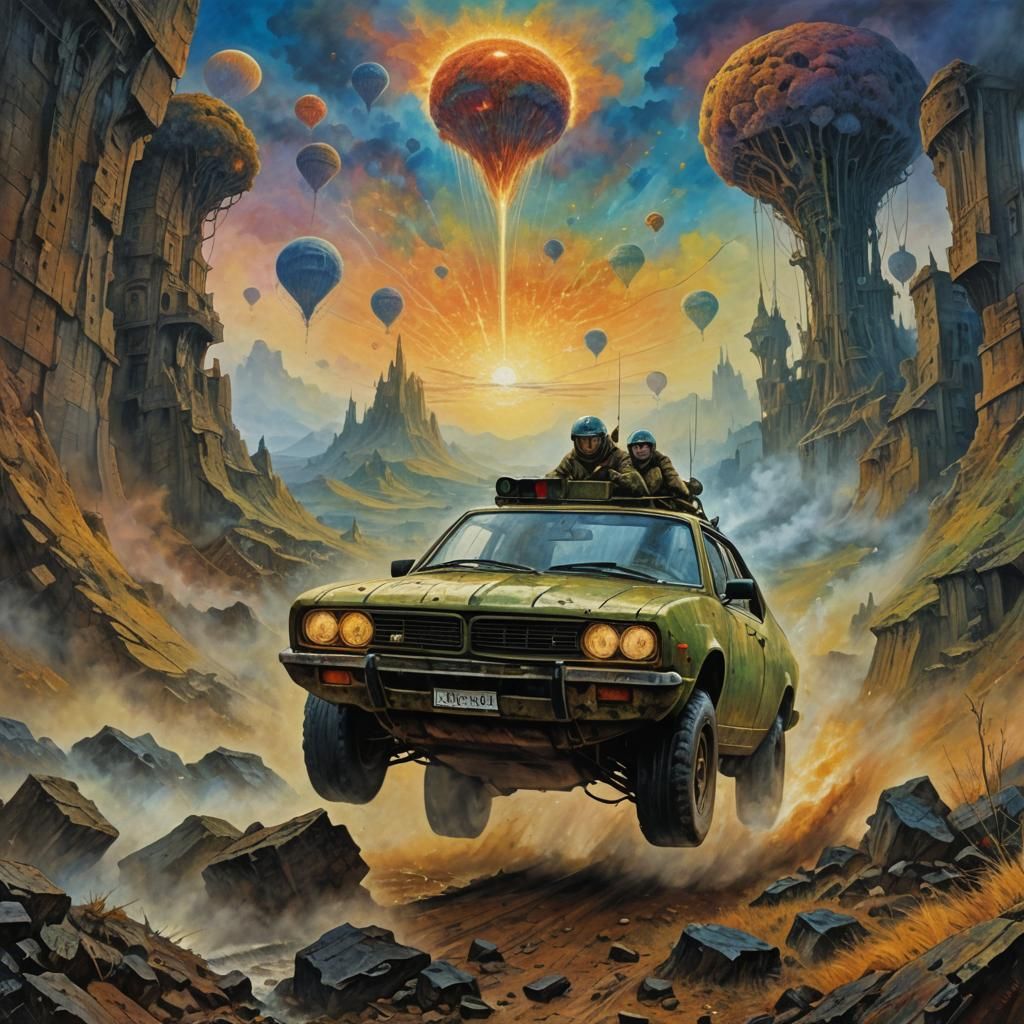 Dystopian Sci-Fi Chase: A Surreal Masterpiece