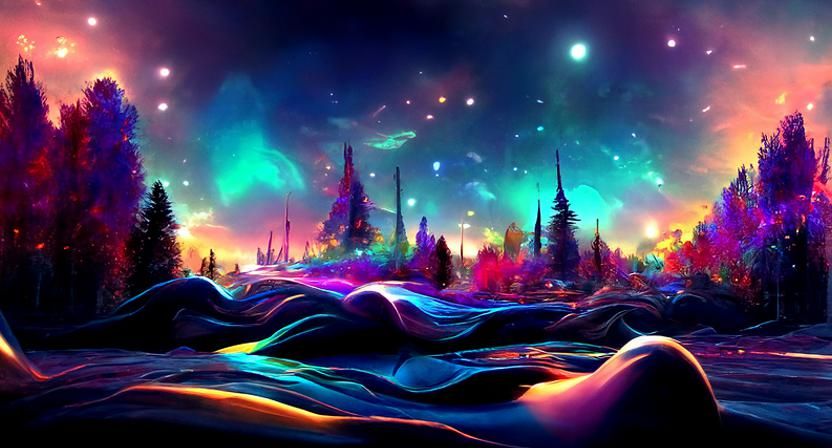 Northern Lights Aurora Borealis Fantasy Landscape