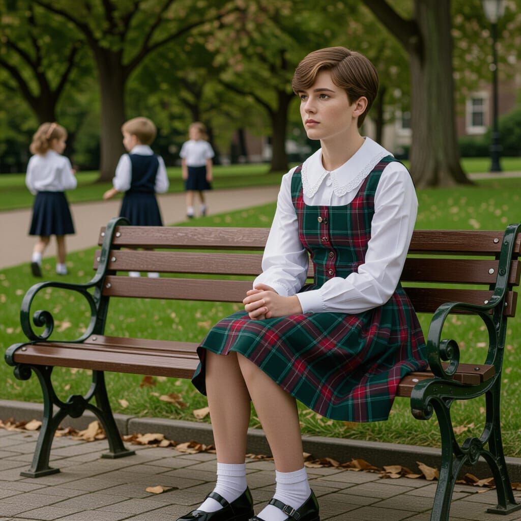 Pensive Young Man in School Uniform, Cinematic Film Still