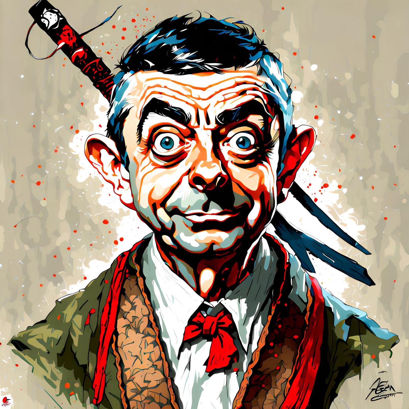 Mr. Bean as Ninja in Rockwell Style