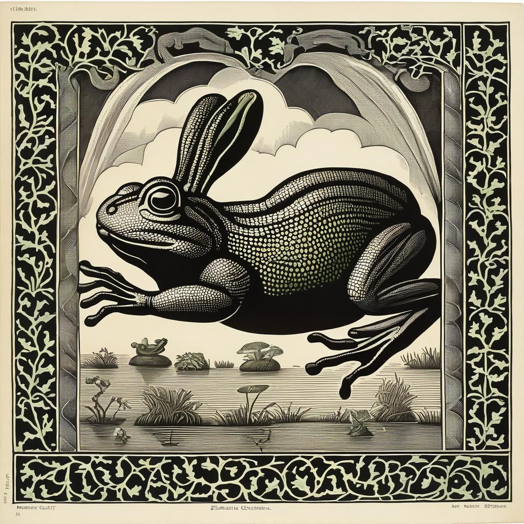Whimsical Rabbit-Frog Hybrid in Mid-Hop