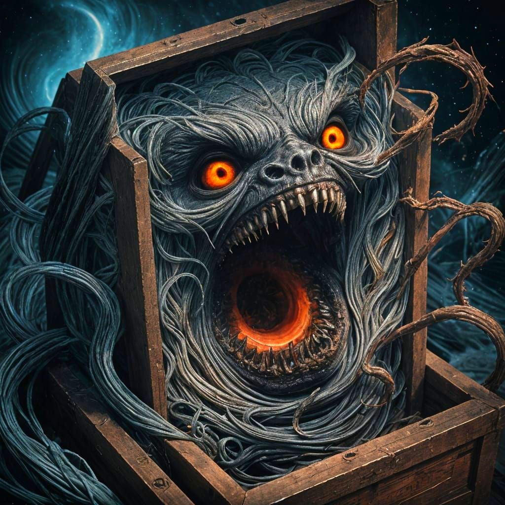 Demonic Black Hole Box: A Horror Illustration