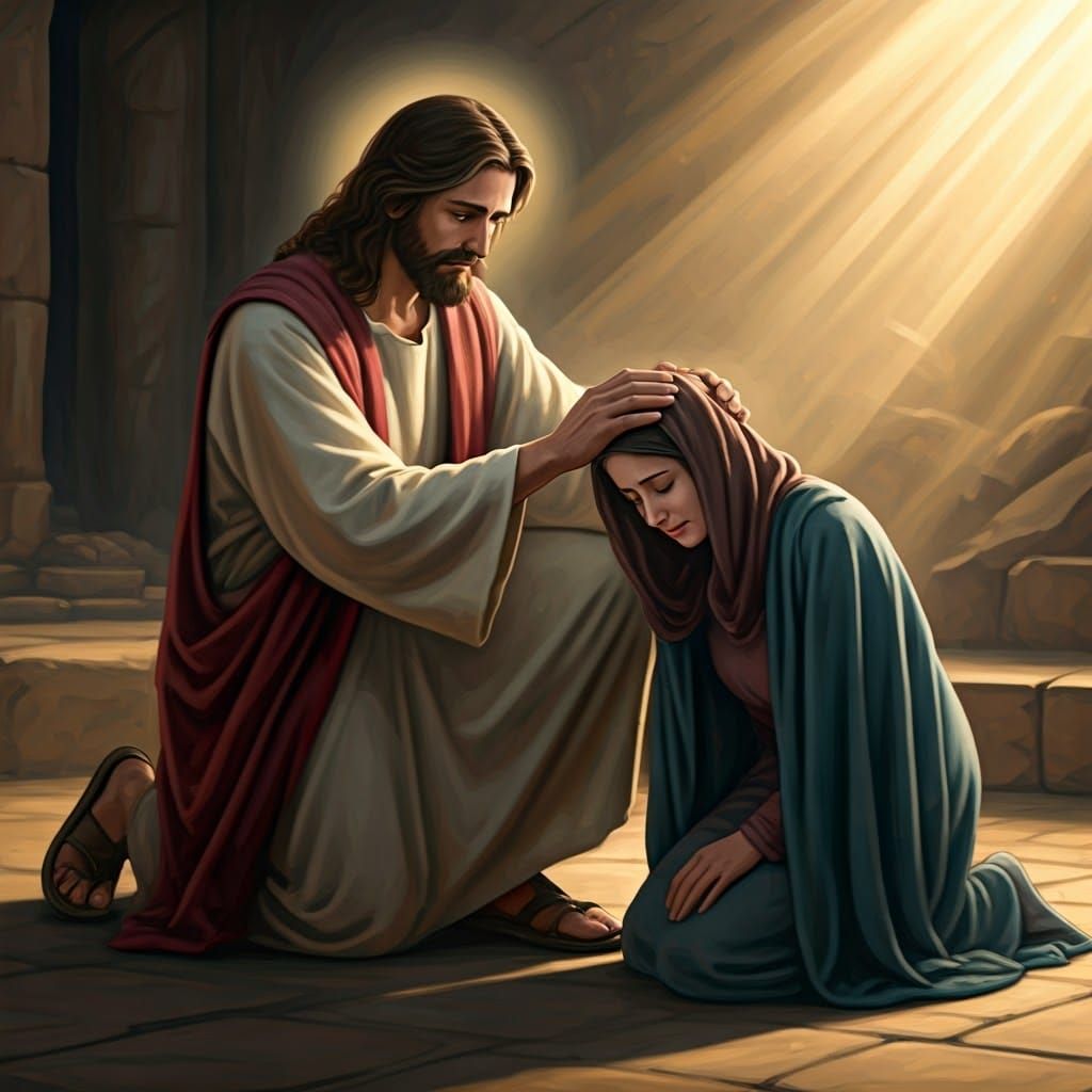 Woman Finds Forgiveness in Christ's Embrace
