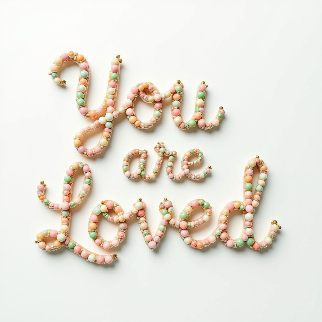 Pastel Bead Arrangement Spelling 'You Are Loved'
