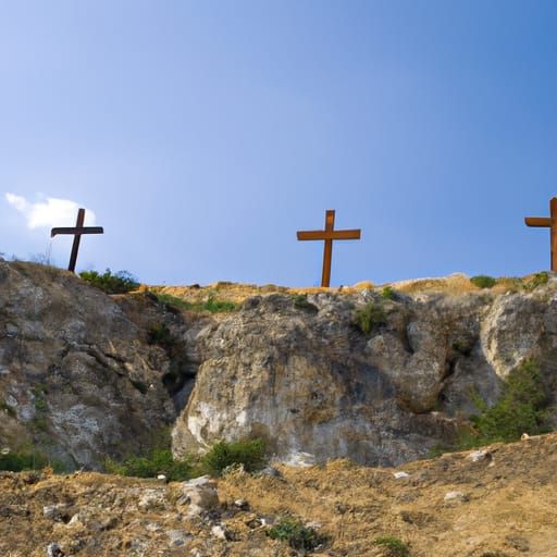 Three Crosses Silhouette on Mount Golgotha