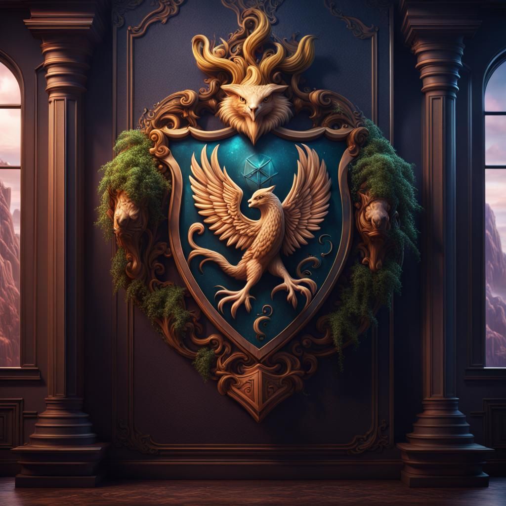 Fantastical Animal House Crest in Detailed Matte Style