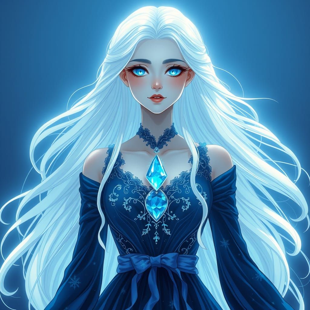 Ethereal Ocean Goddess in Vibrant Anime Style