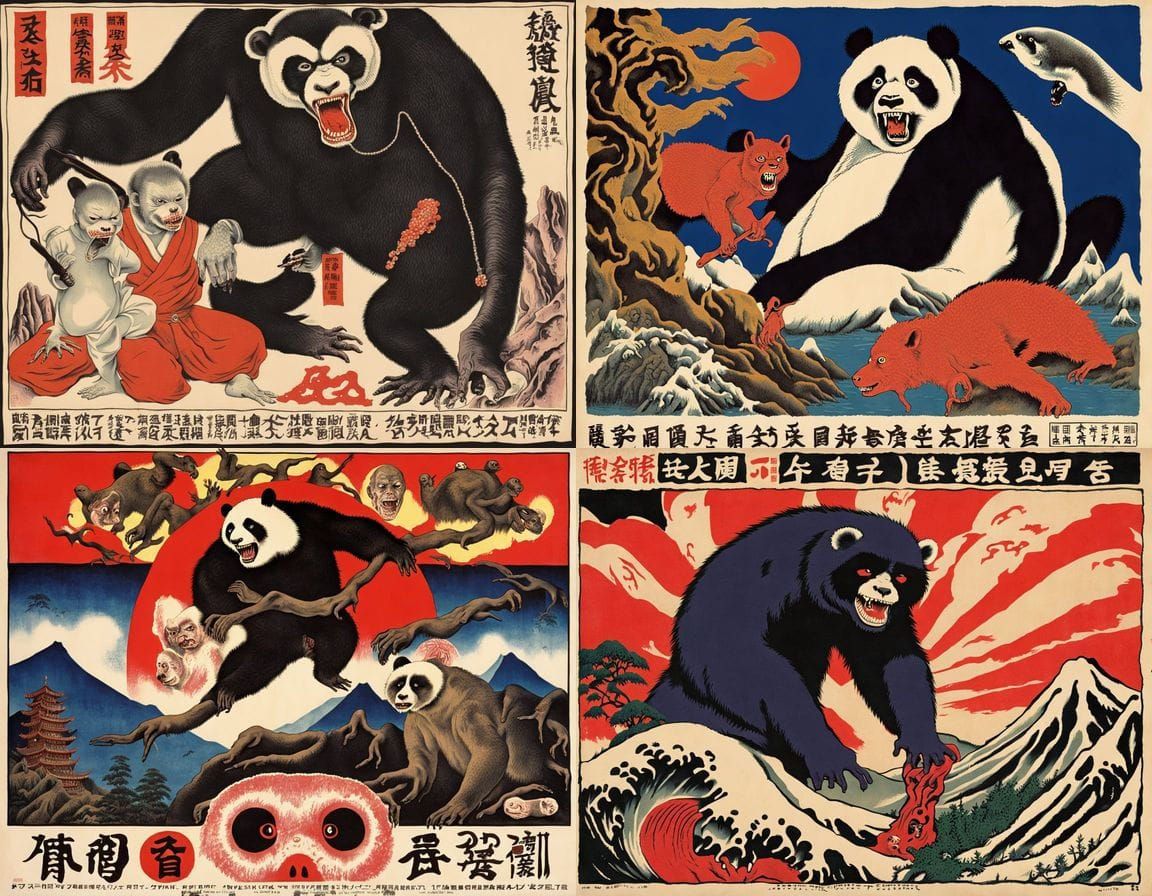 Surreal Japanese Homunculus Poster in Grotesque 1960s Style