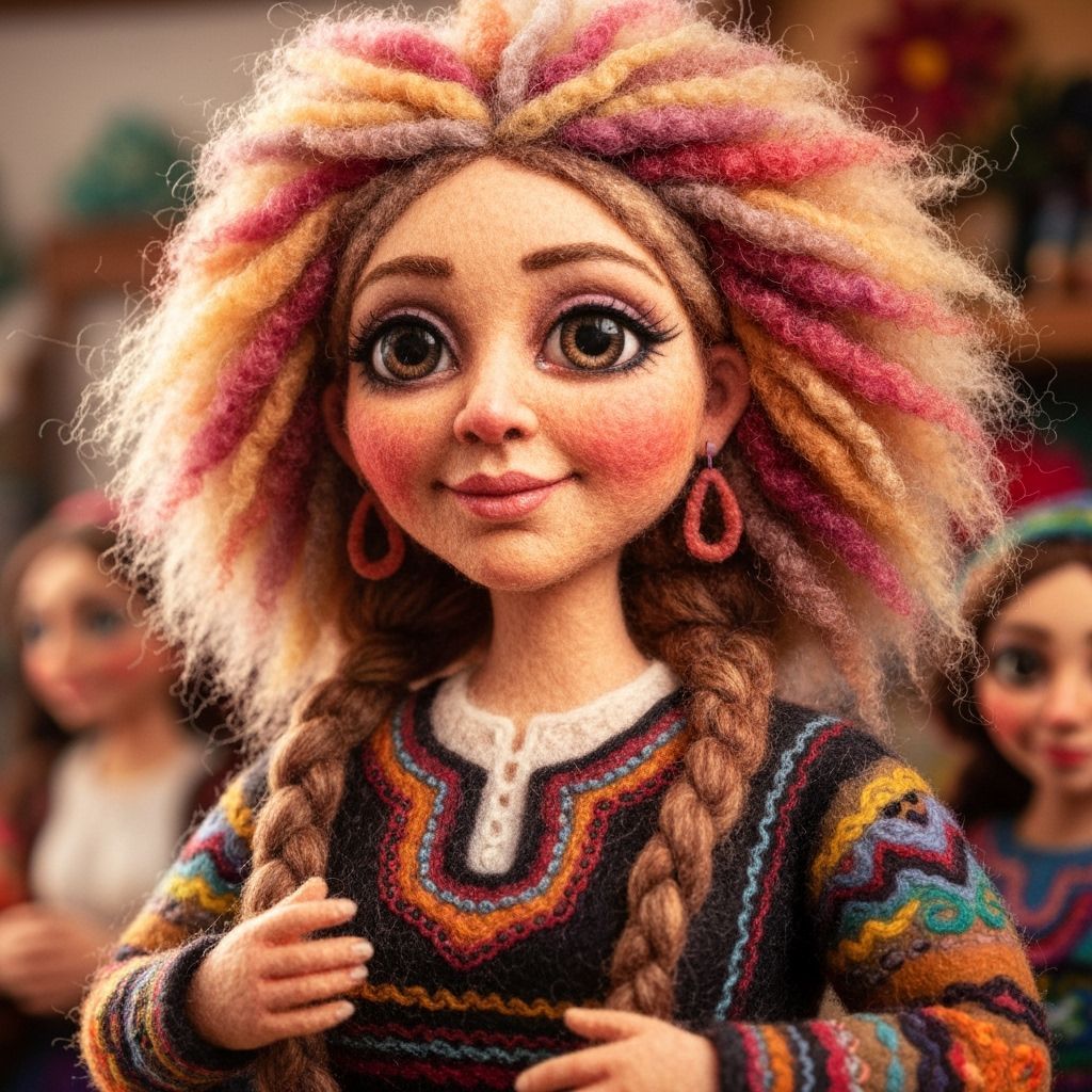 Felt and Needle-Felt Portrait of a Woman