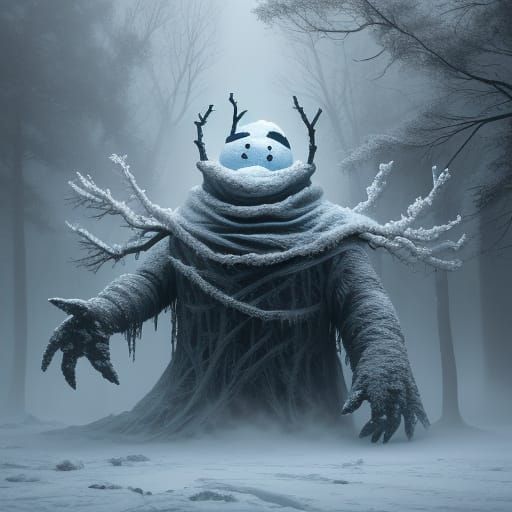 Ethereal Winter Creature Emerges from Frosty Landscape