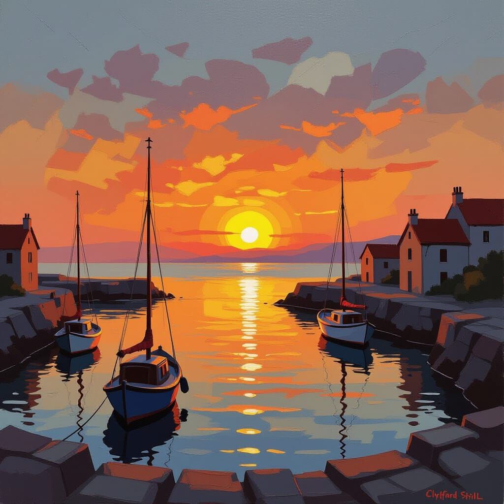 Seascape at Sunset in Clyfford Still Style